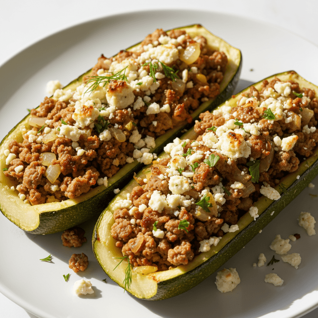 Greek Stuffed Zucchini Boats